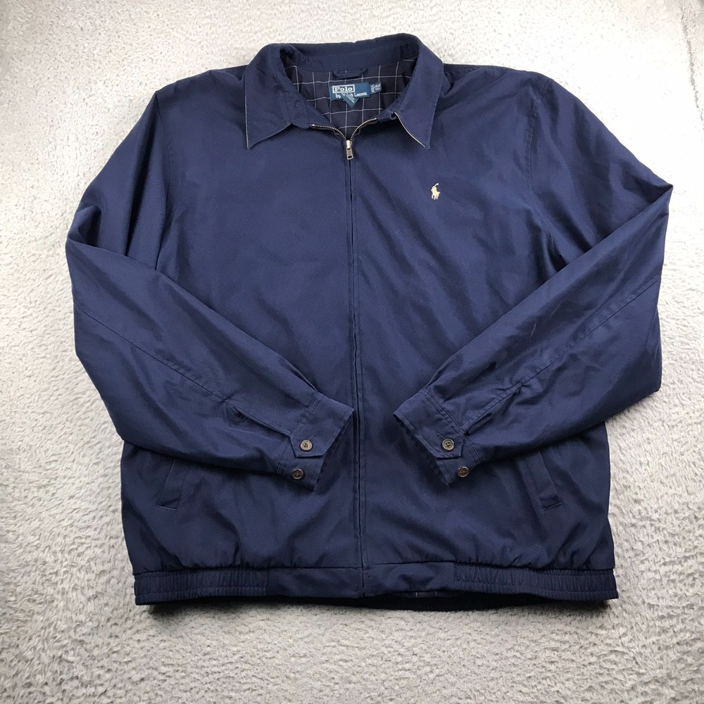 Polo Ralph Lauren Harrington Jacket Mens 2XLT Tall Navy Plaid Lined Bomber Coat